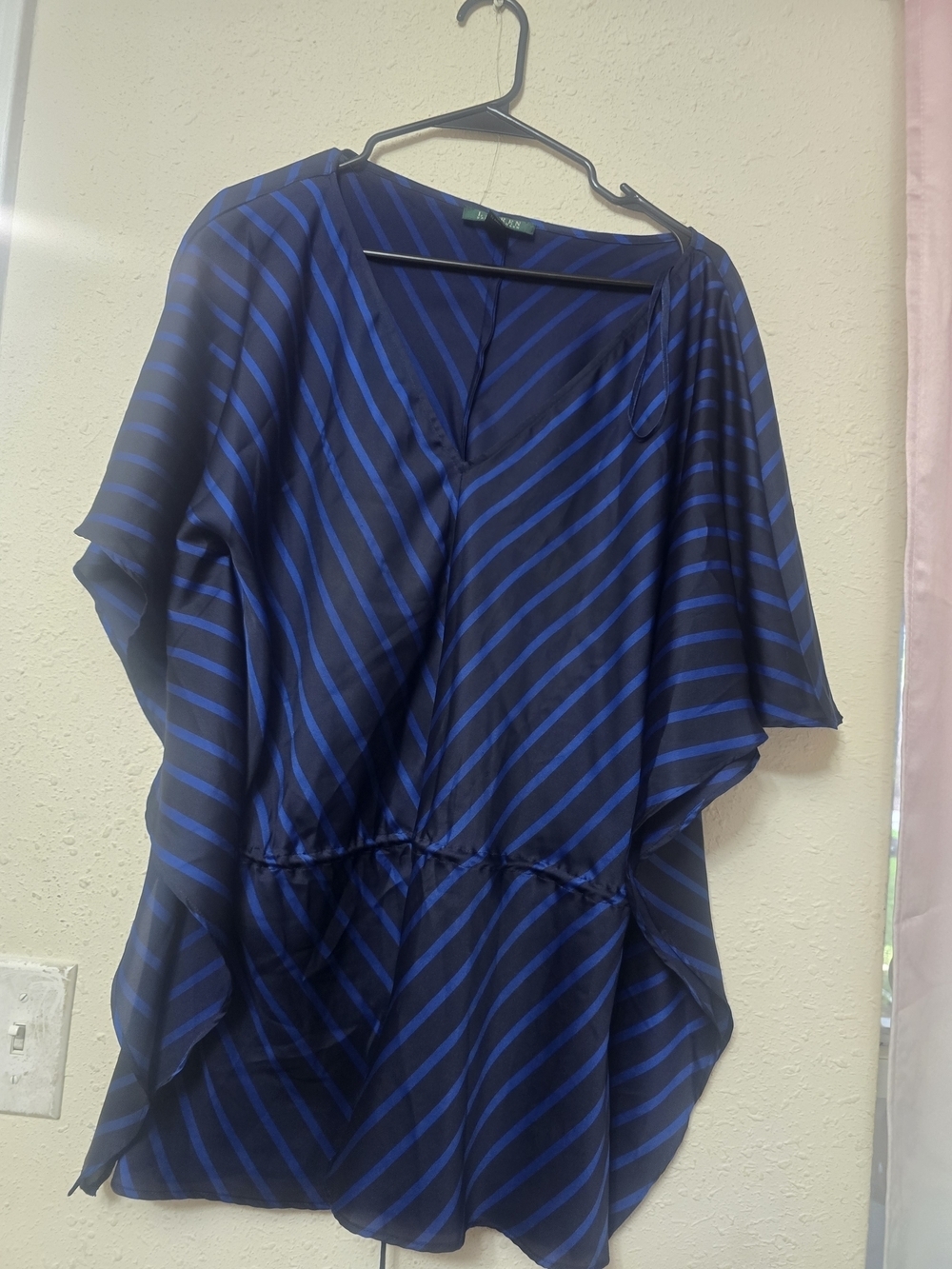 Lauren Ralph Lauren Blue Striped V-Neck Tunic Top - Picture 2 of 5